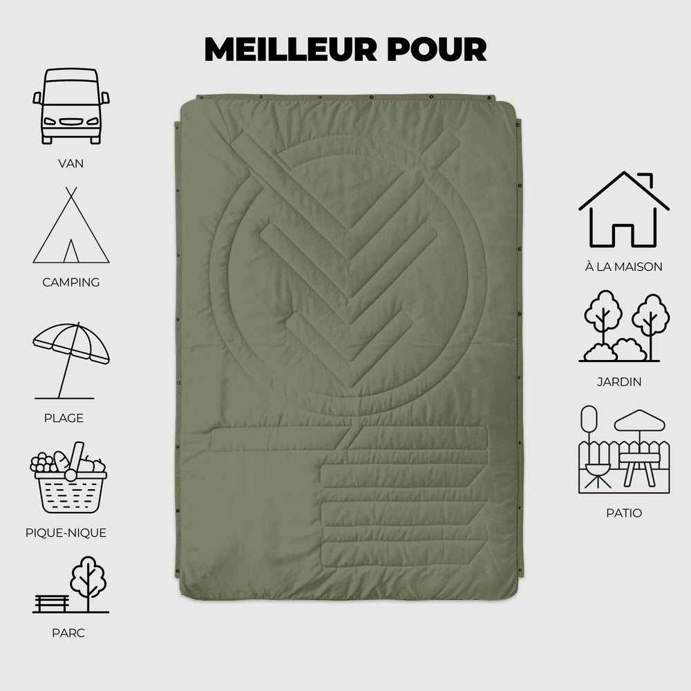 VOITED Recycled Ripstop Outdoor Camping Blanket - Olive/Mountain Spring