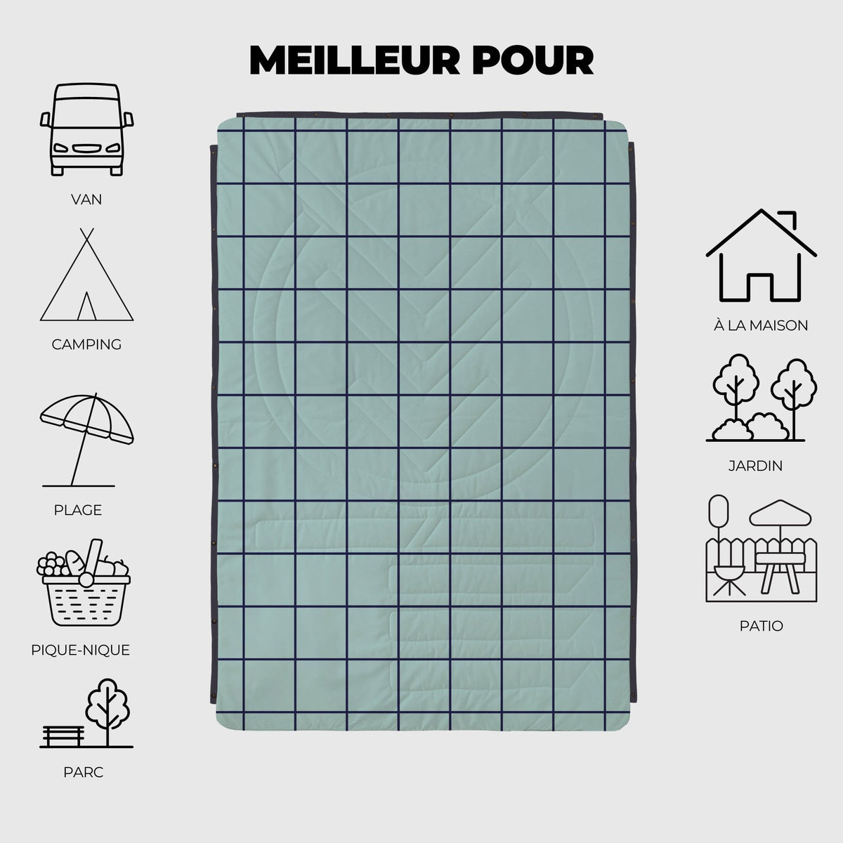 VOITED Recycled Ripstop Outdoor Camping Blanket - Pool/Eden