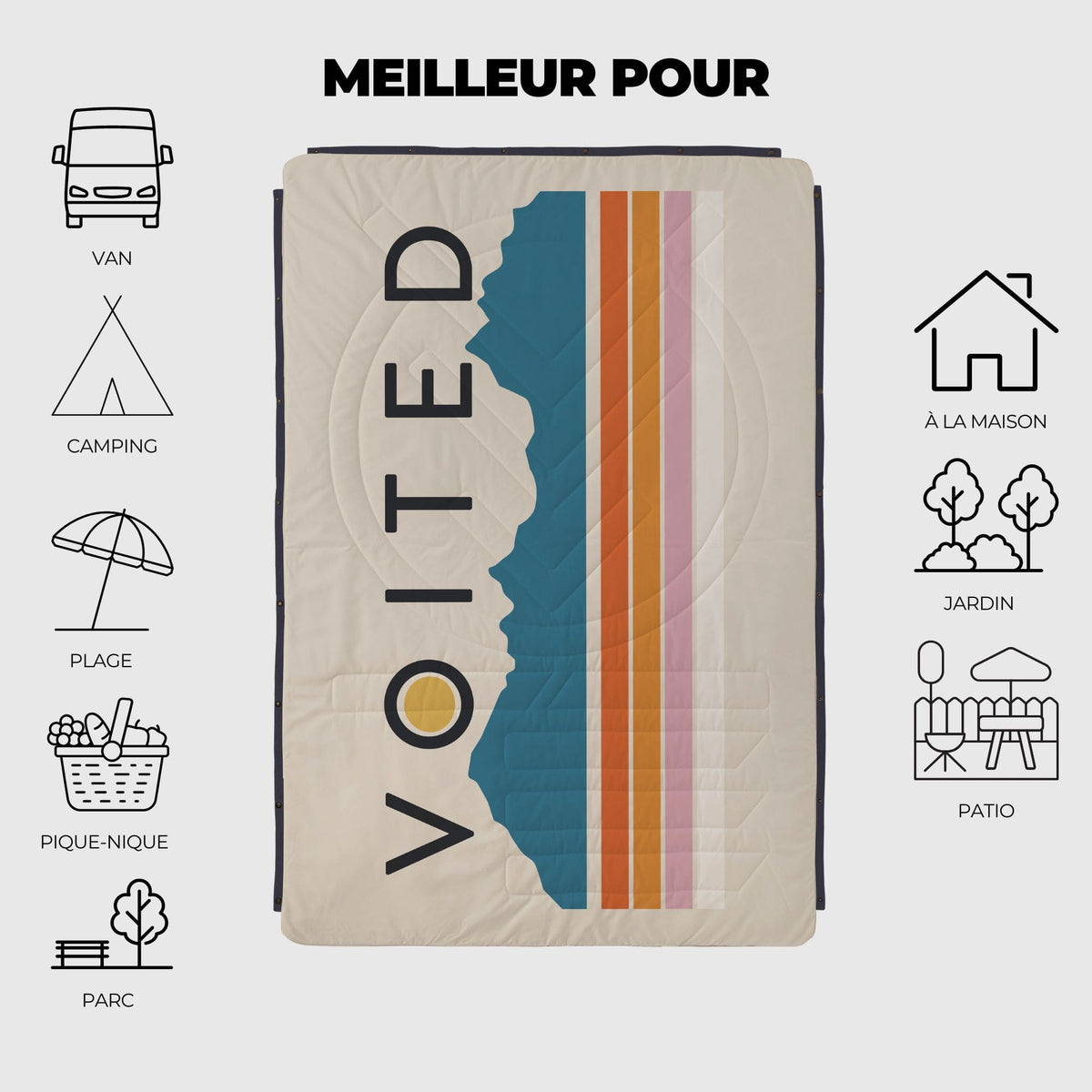 VOITED Recycled Ripstop Outdoor Camping Blanket - Snowy Peak