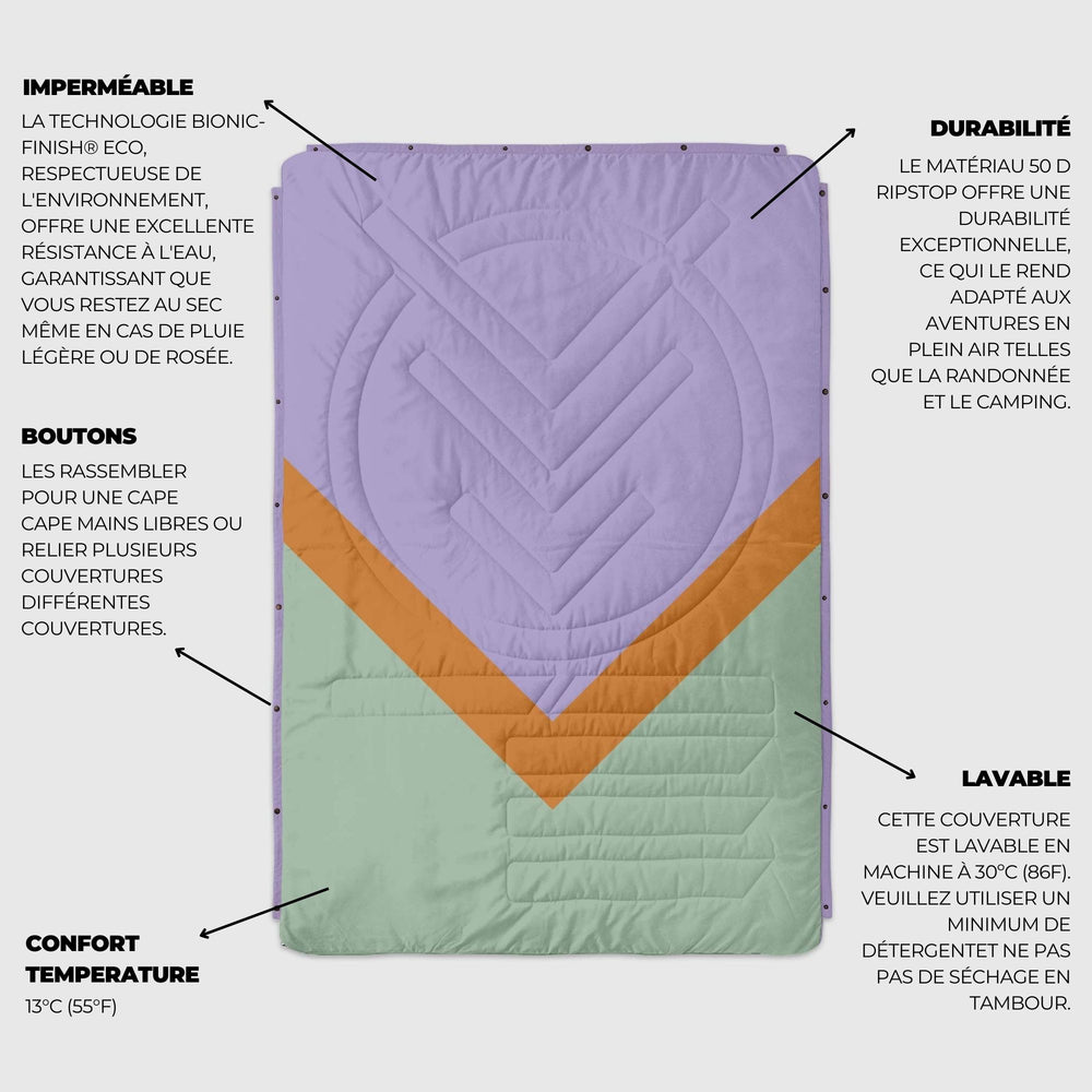 VOITED Recycled Ripstop Outdoor Camping Blanket - Spring Break/Digital Lavender