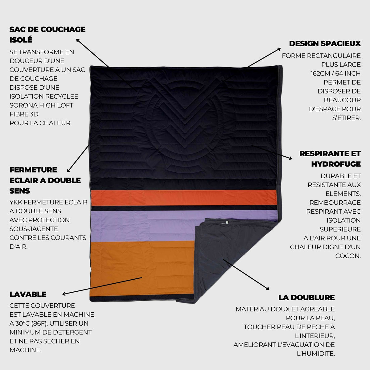 VOITED Slumber Zip Sack Blanket - Blocks