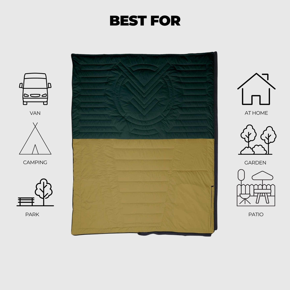 VOITED Slumber Zip Sack Blanket - Green Gabels / Dusty Sand Blankets VOITED EU 