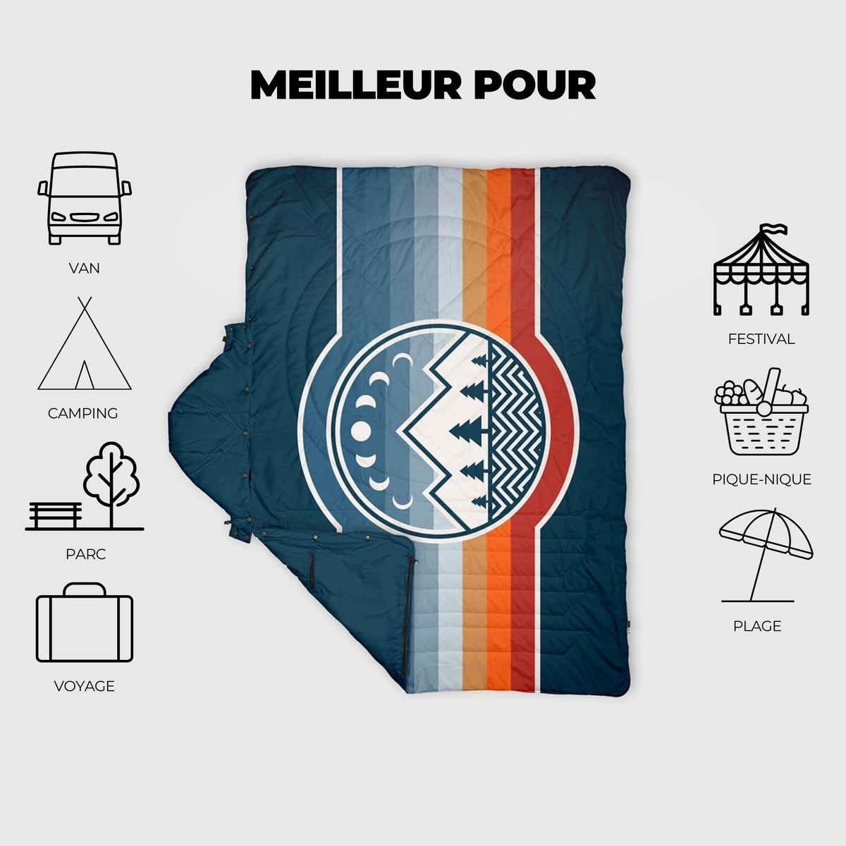VOITED Recycled Ripstop Travel Blanket - Camp Vibes Two