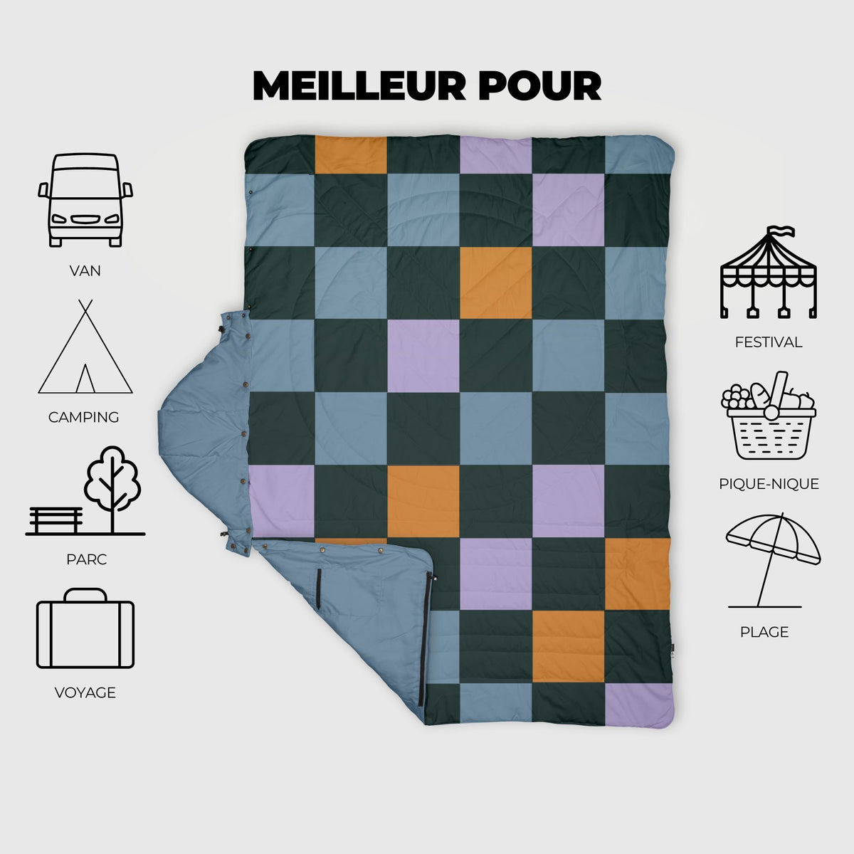 VOITED Recycled Ripstop Travel Blanket - Cheeckers