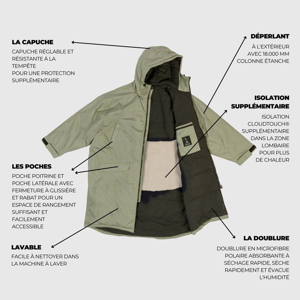 VOITED 3rd Edition Outdoor Change Robe & Drycoat for Surfing, Camping, Vanlife & Wild Swimming - Olive