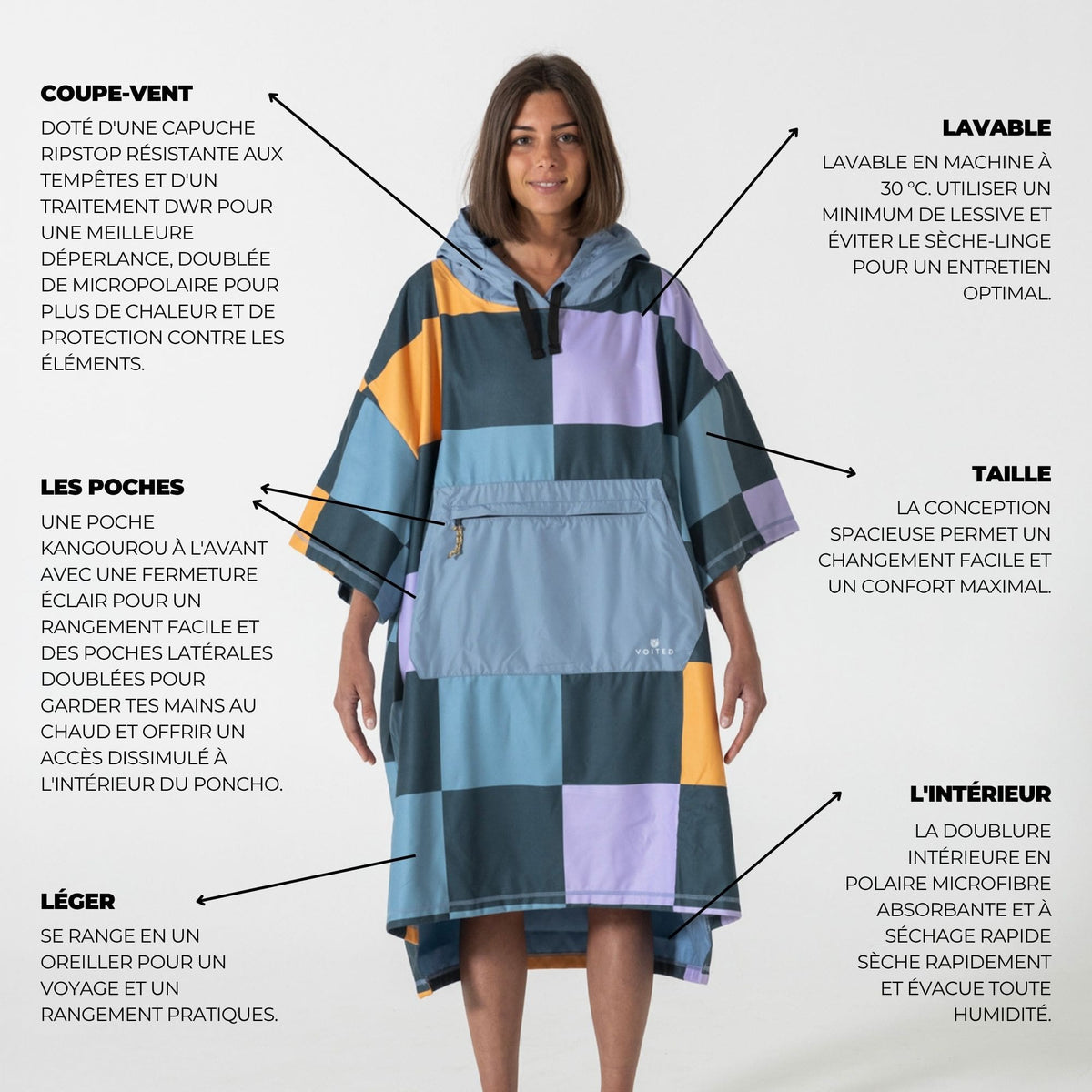 VOITED Micro Fleece Poncho - Cheeckers