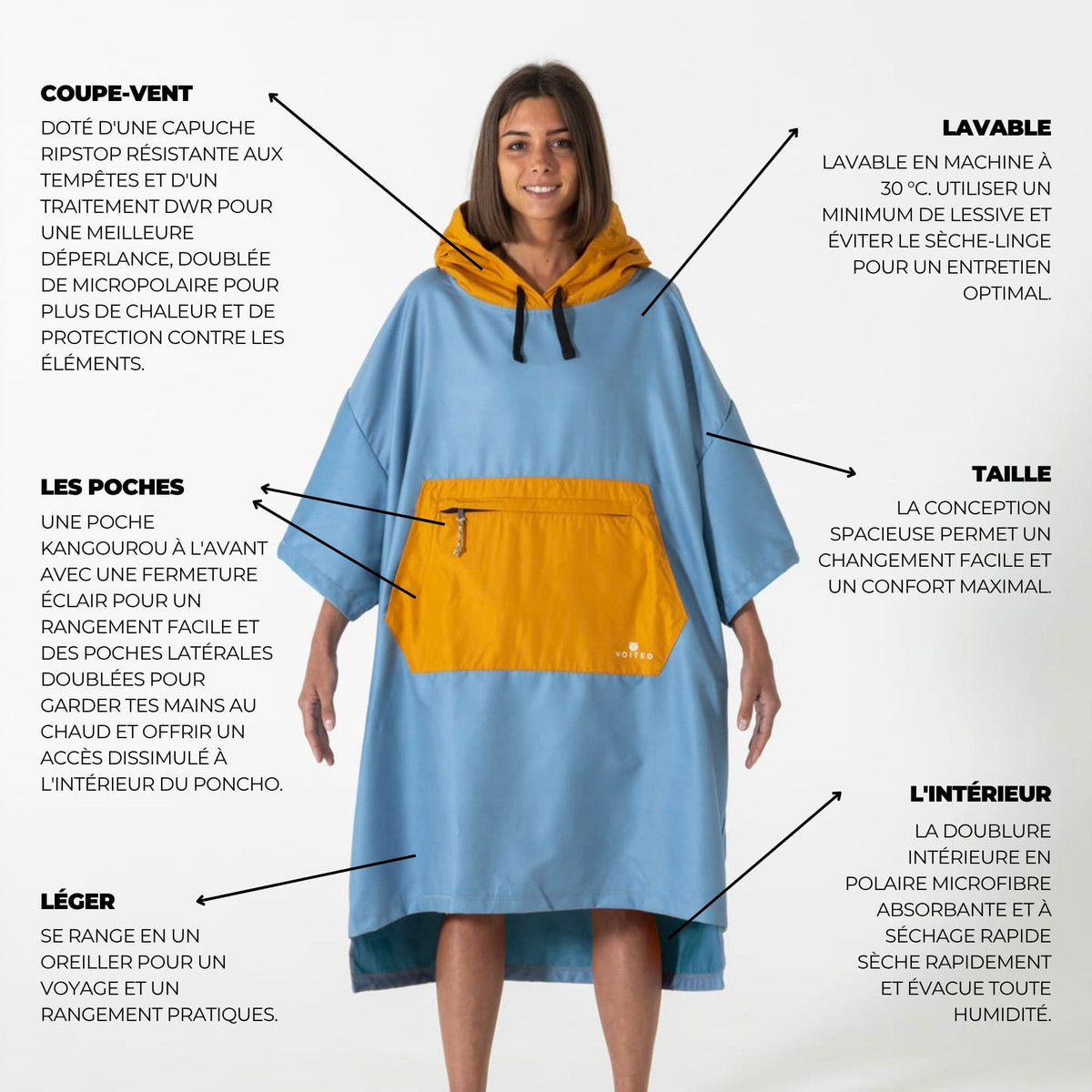 VOITED Micro Fleece Poncho - Mountain Spring/Sundial