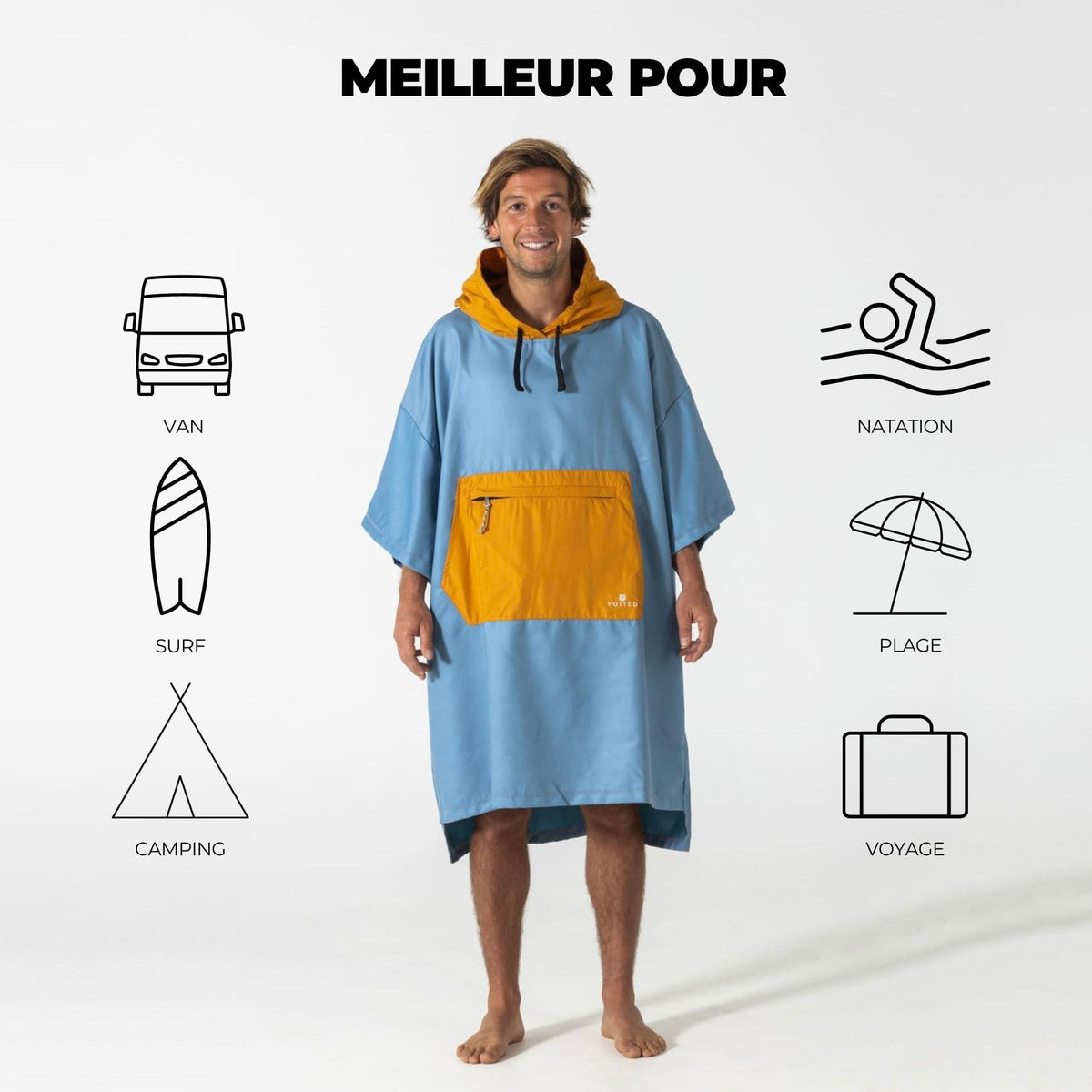 VOITED Micro Fleece Poncho - Mountain Spring/Sundial