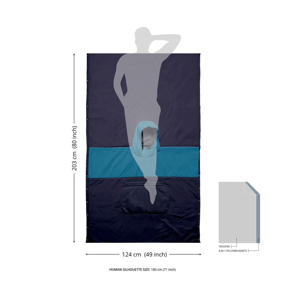 VOITED Couverture poncho Trooper Outdoor Premium - Ocean Navy / Cameo Green