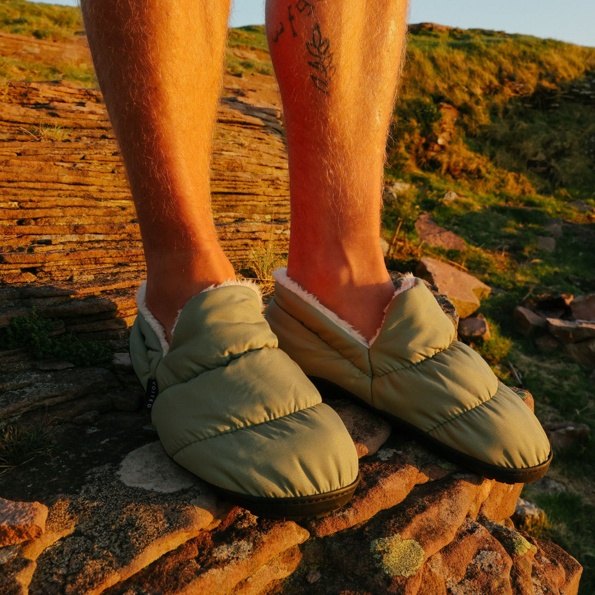 VOITED CloudTouch® Slippers - Lightweight, Indoor/Outdoor Fleece-Lined Camping Slippers -Sage
