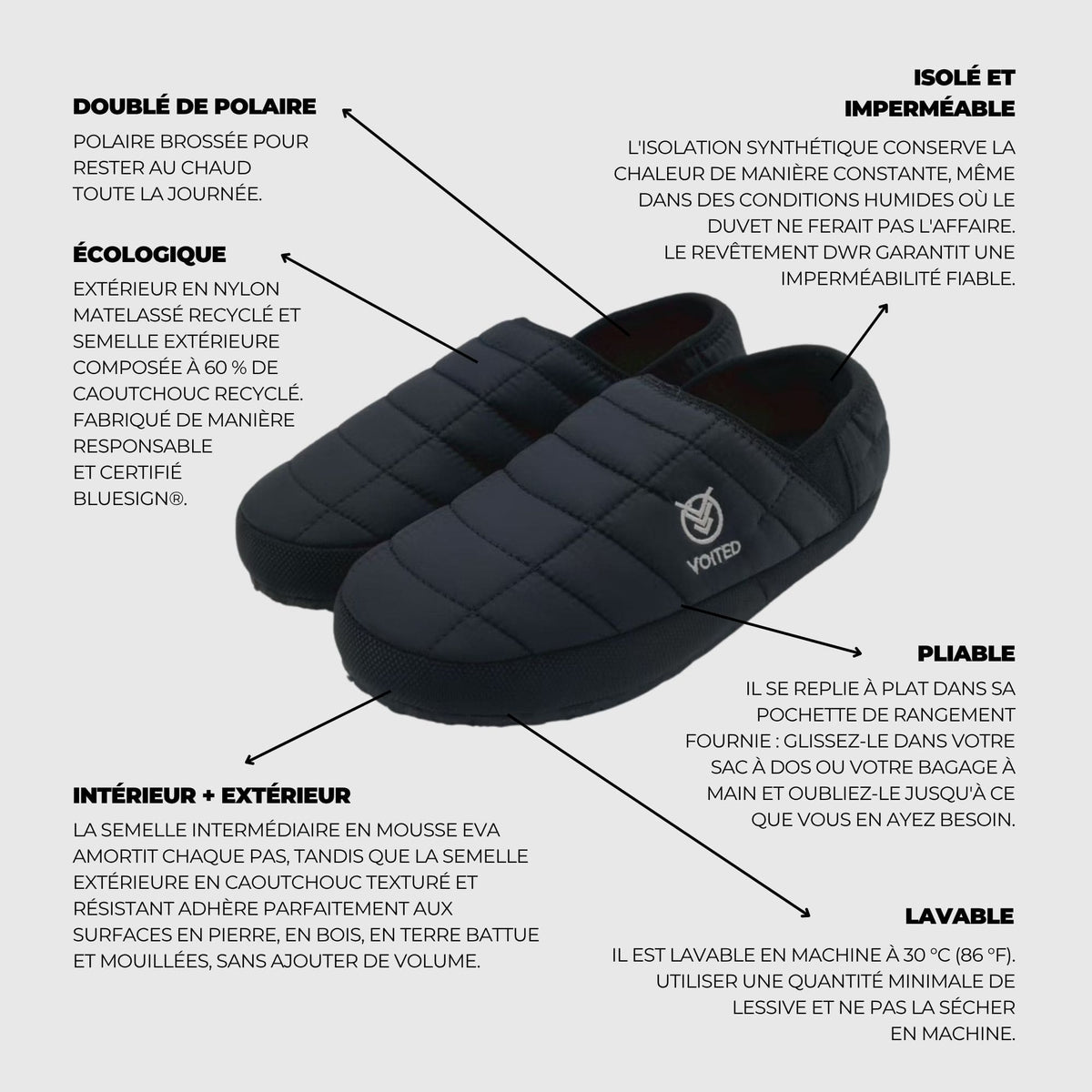 VOITED RidgeLoft SlipOn - Men's fit - Black