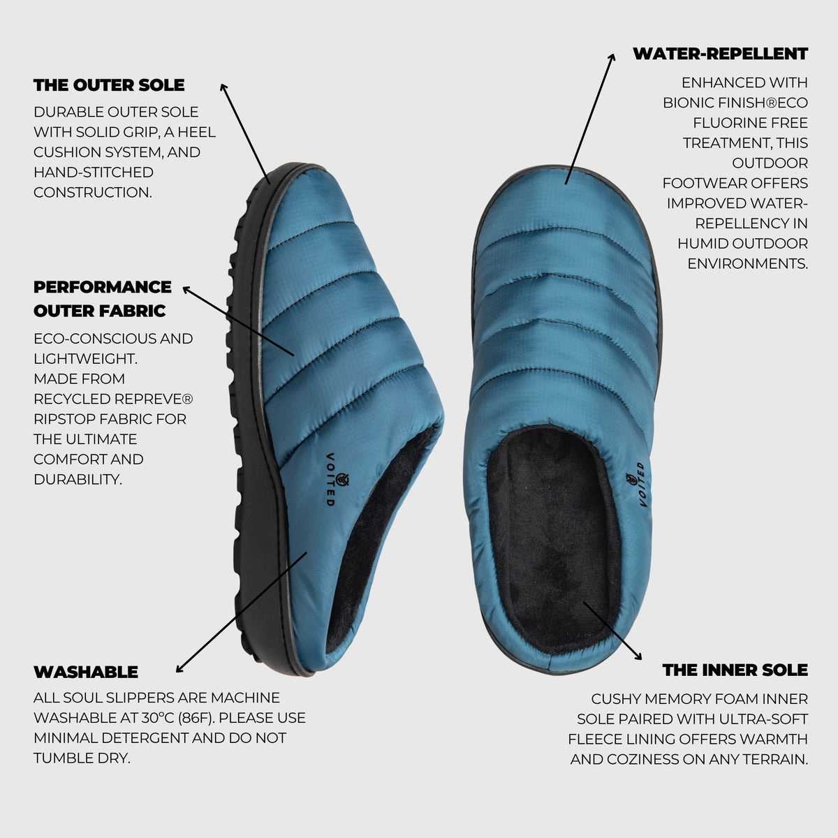 VOITED Soul Slipper - Lightweight, Indoor/Outdoor Camping Slippers  - Legion Blue