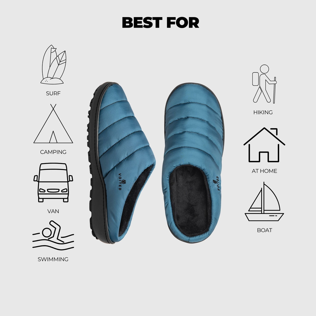 VOITED Soul Slipper - Lightweight, Indoor/Outdoor Camping Slippers  - Legion Blue