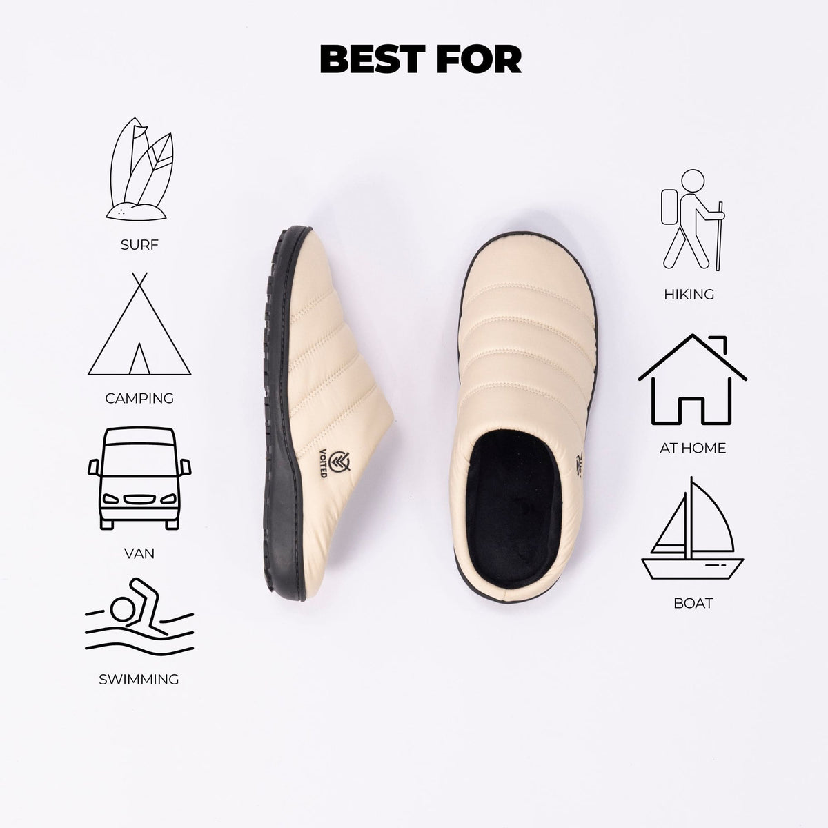 VOITED Soul Slipper - Lightweight, Indoor/Outdoor Camping Slippers - Sand