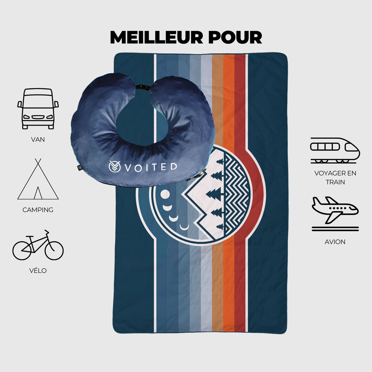VOITED NeckPack™ Travel PillowBlanket™ - Camp Vibes Two