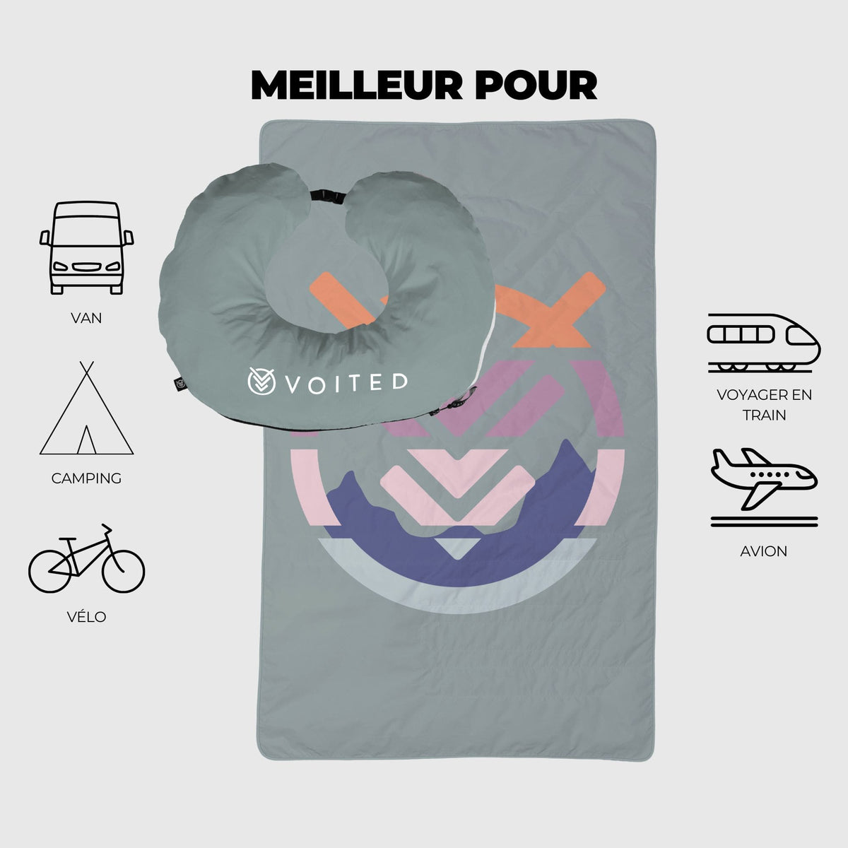 VOITED NeckPack™ Travel PillowBlanket™ - Echo Bloom