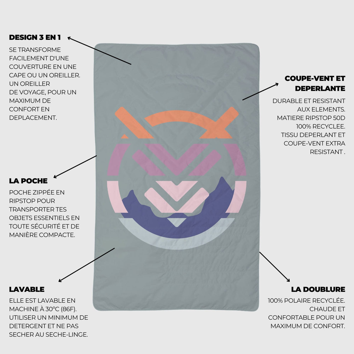 VOITED NeckPack™ Travel PillowBlanket™ - Echo Bloom