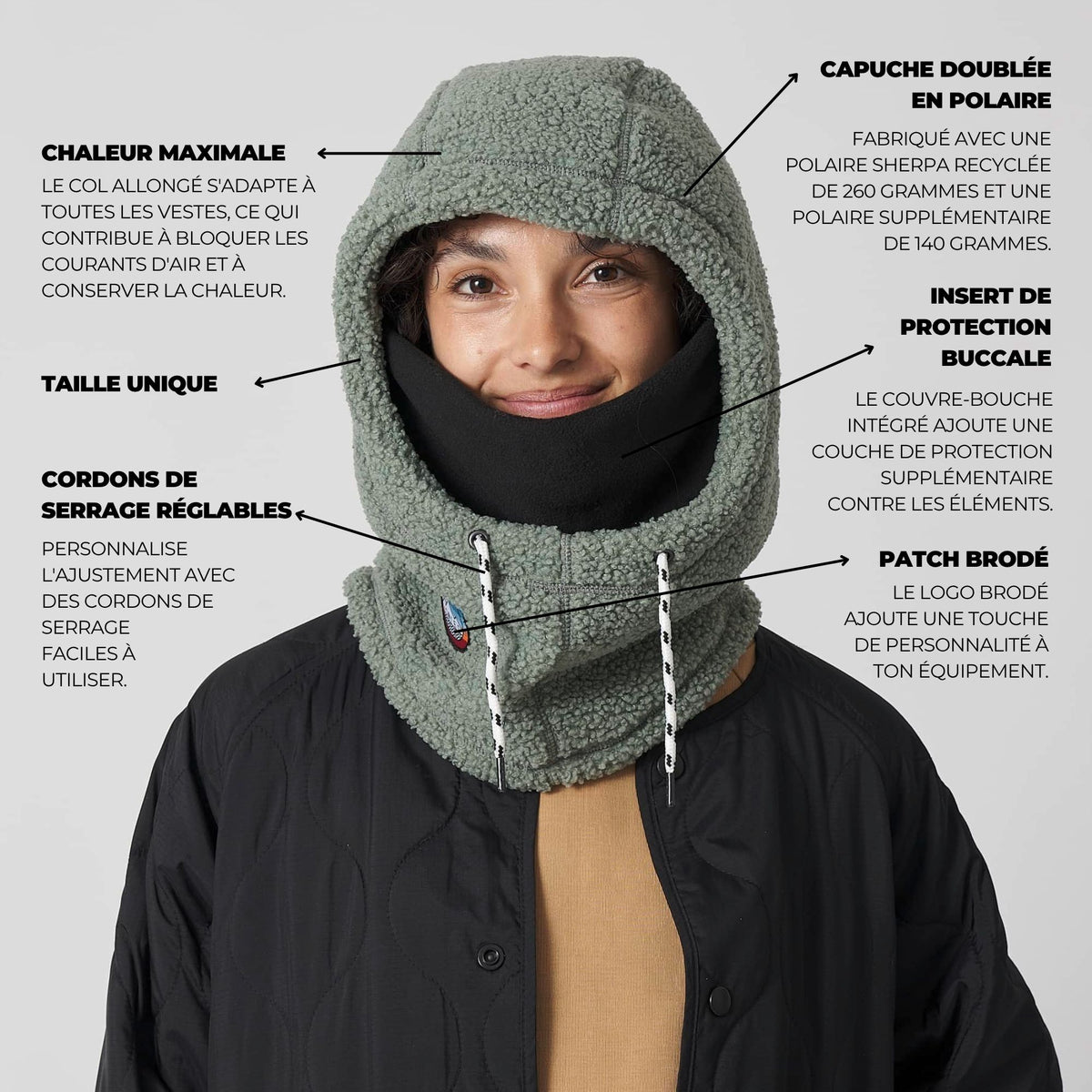 VOITED Polar Fleece Hood - Pistachio