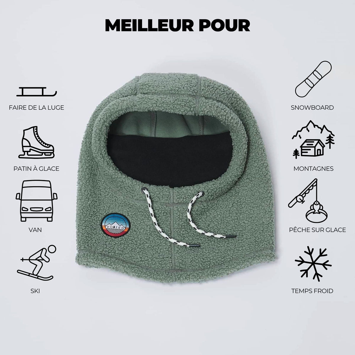 VOITED Polar Fleece Hood - Pistachio