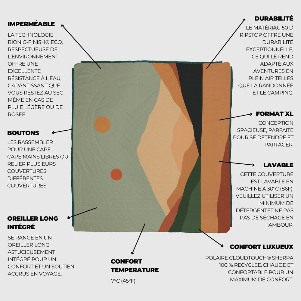 VOITED Queen CloudTouch® Indoor/Outdoor Camping Blanket - Jasper
