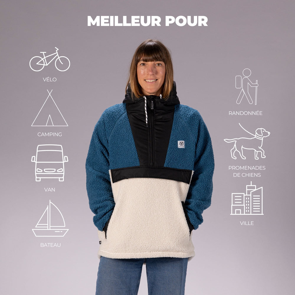 VOITED Sherpa Fleece Hoodie - Blue Steel