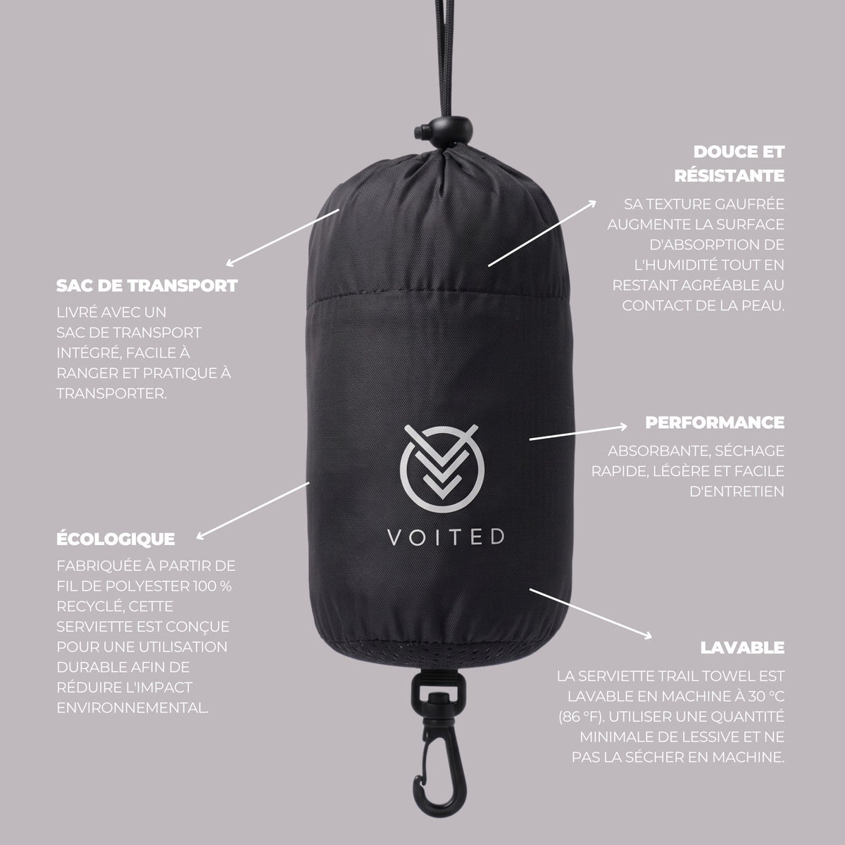 VOITED Trail Towel - Black